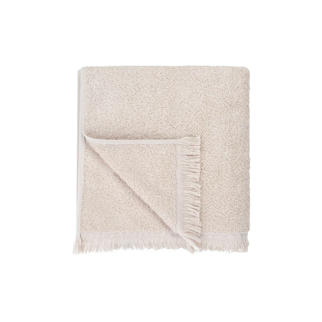 Frino Fringed Organic Cotton Terry Bath Towel - Moonbeam (Cream)