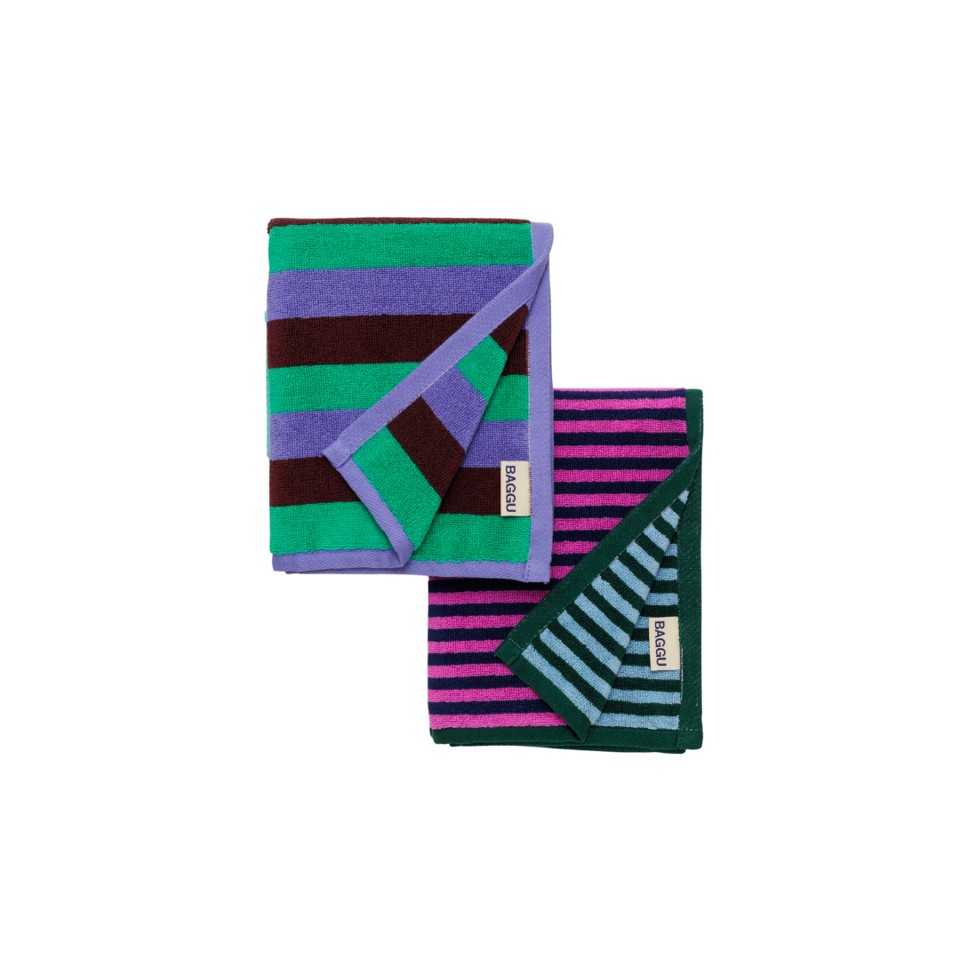 Organic Cotton Hand Towels - Vacation Stripe Mix