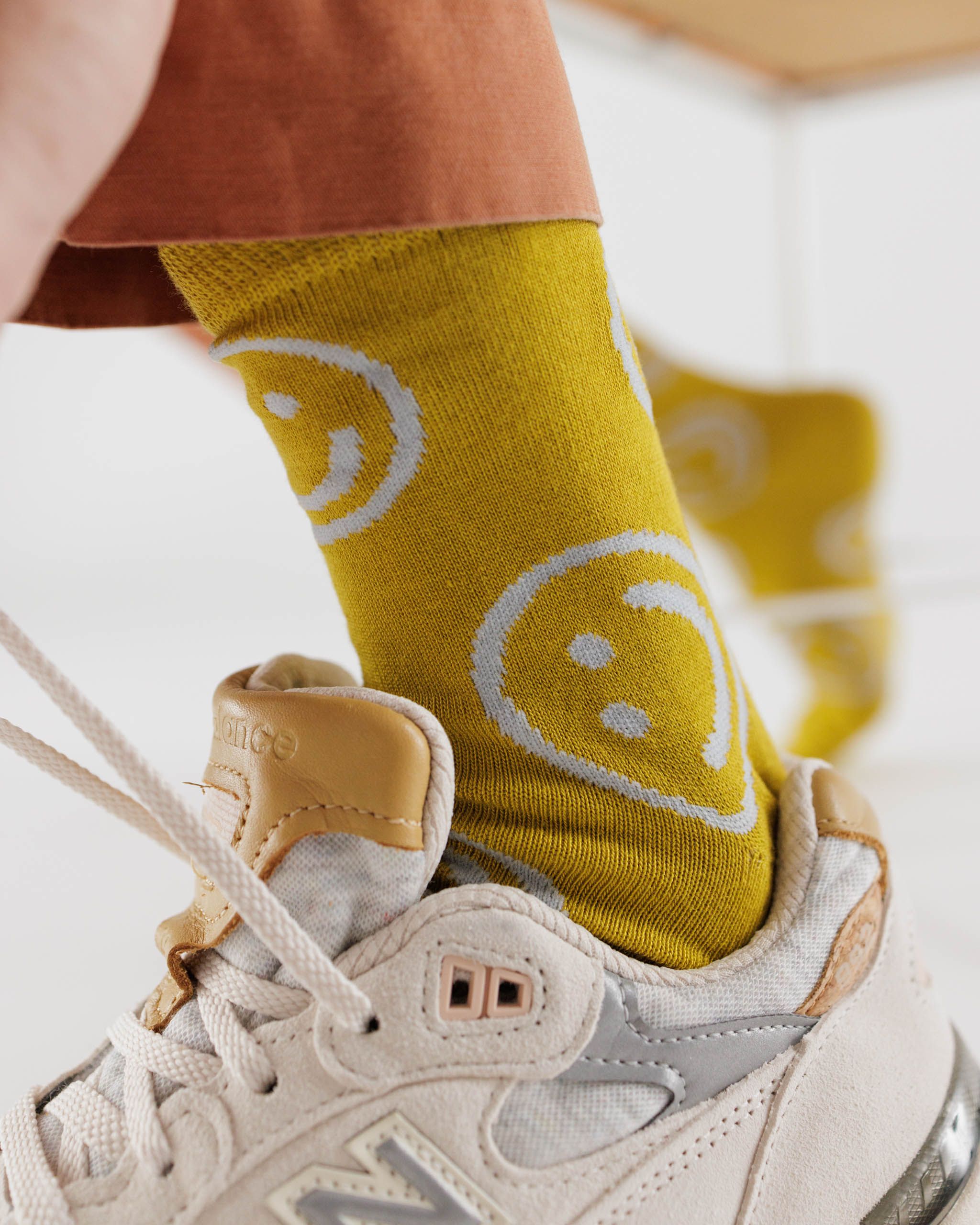 Crew Sock - Ochre Happy