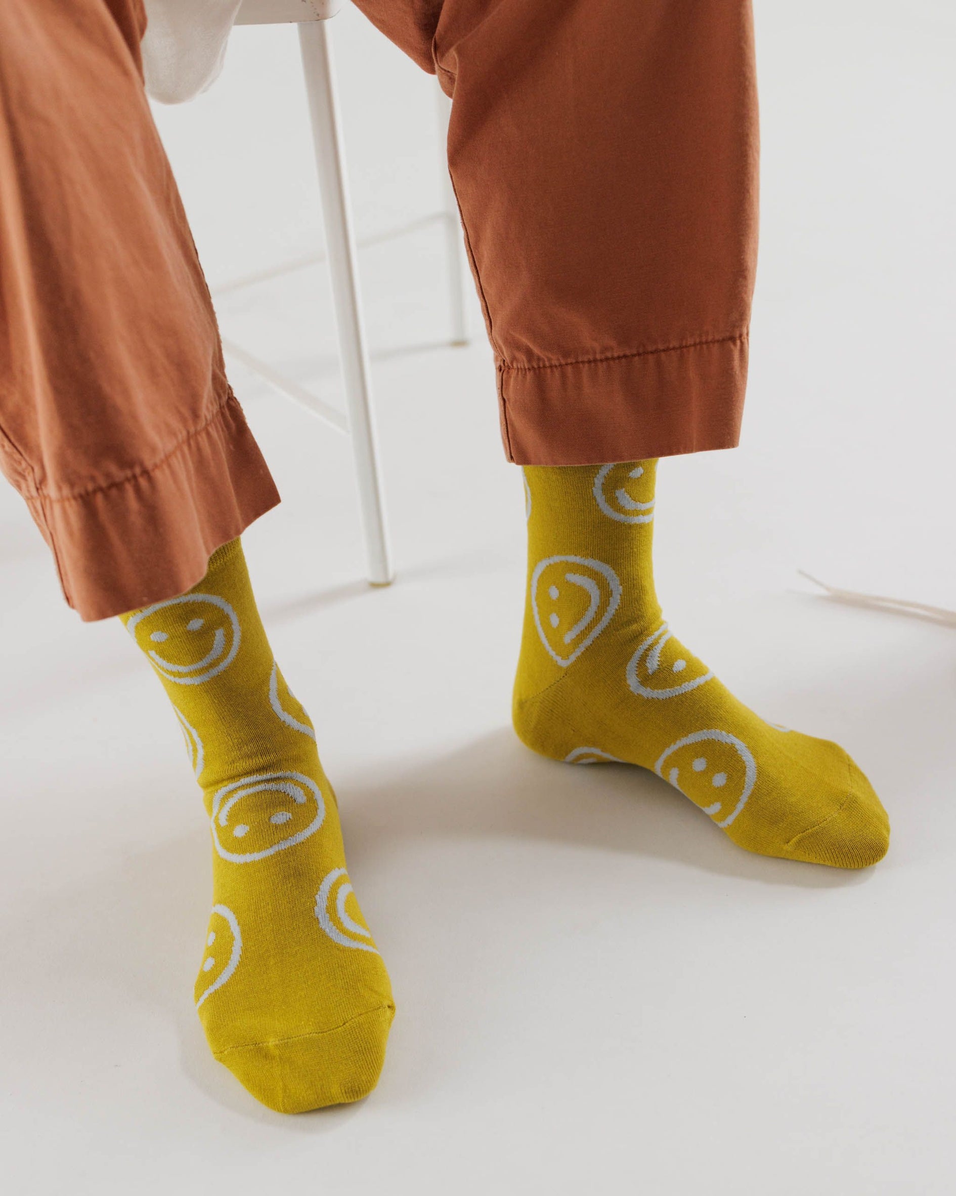 Crew Sock - Ochre Happy