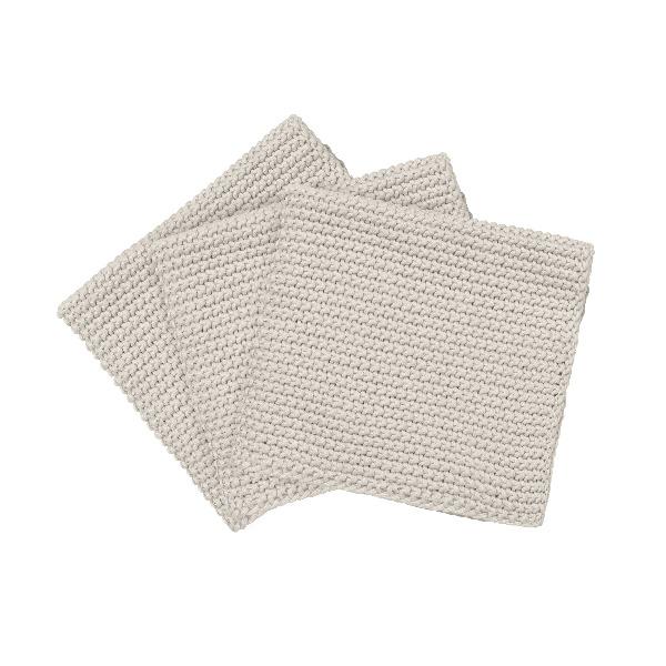 Perla Knit Dish Cloth 3pk - Moonbeam