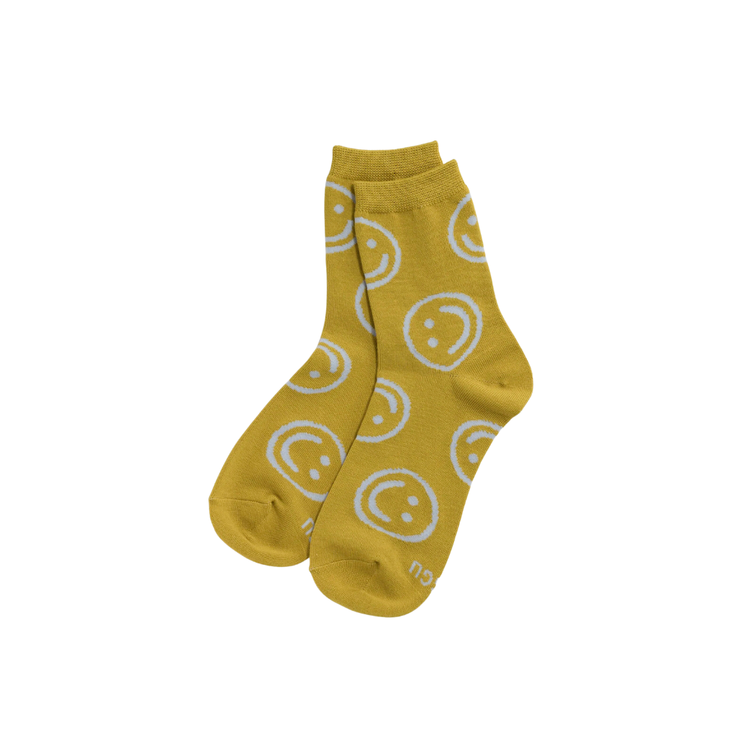 Crew Sock - Ochre Happy