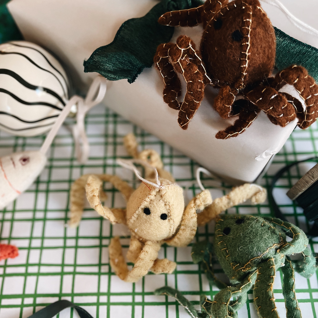 Handmade Wool Felt Octopus Ornament - Assorted 9"