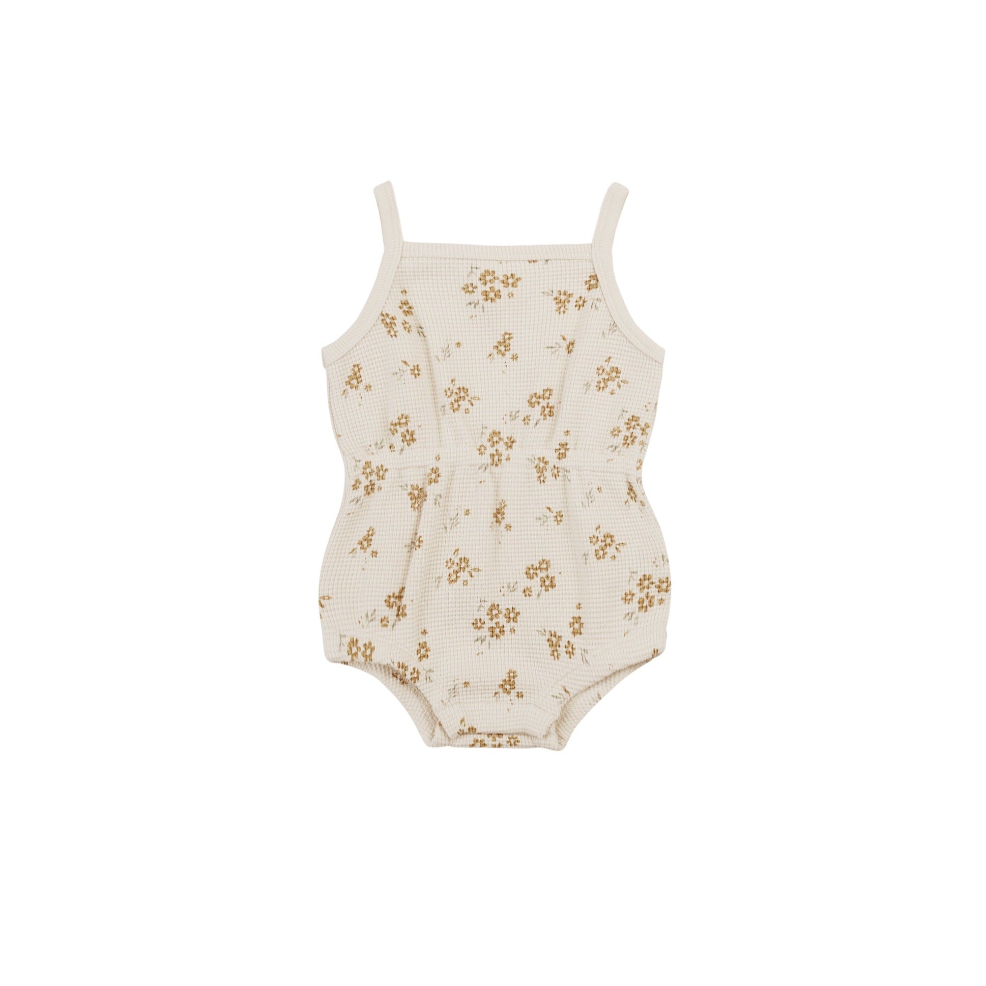 Waffle Cinch Romper - Honey Flower