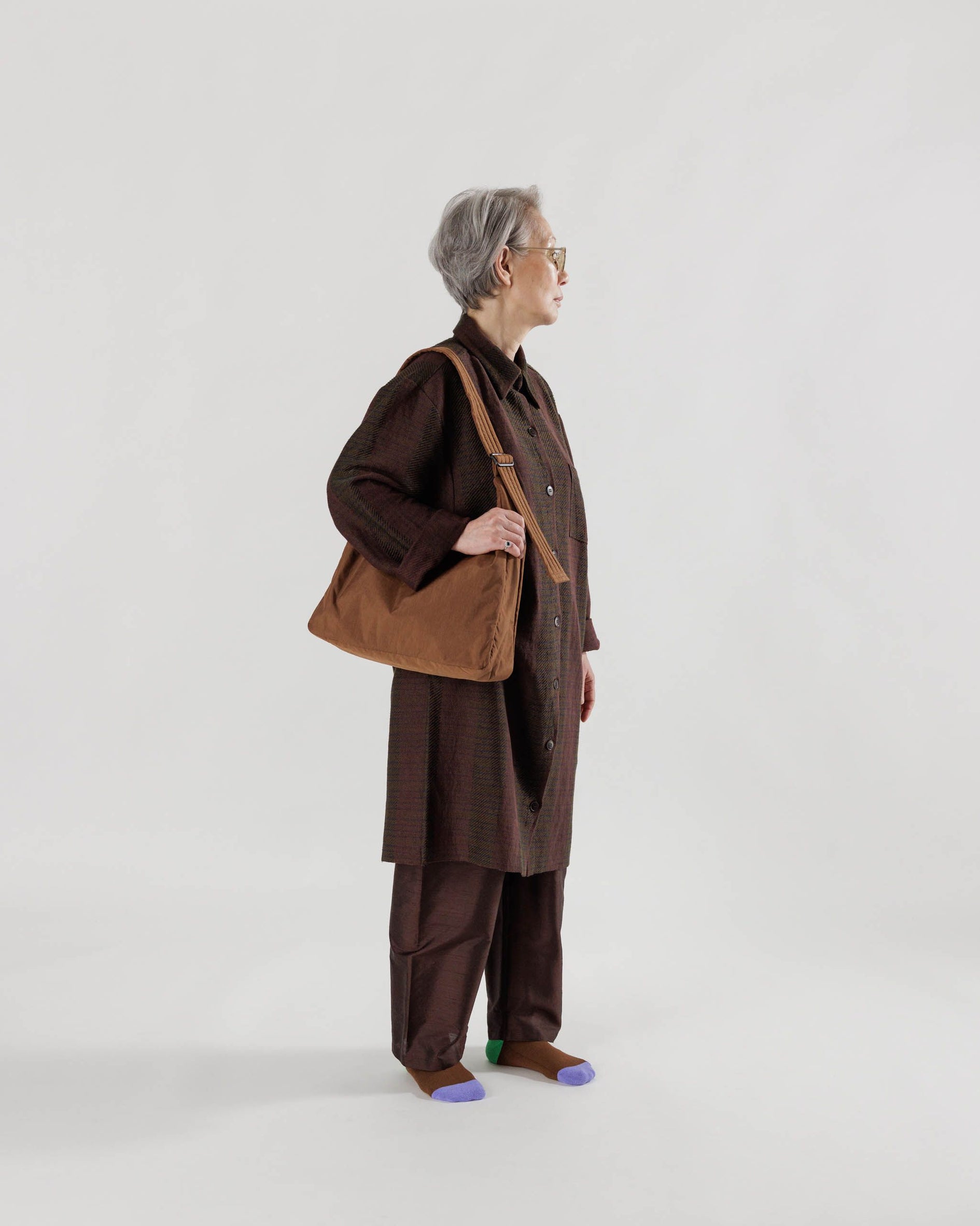 Nylon Shoulder Bag - Brown