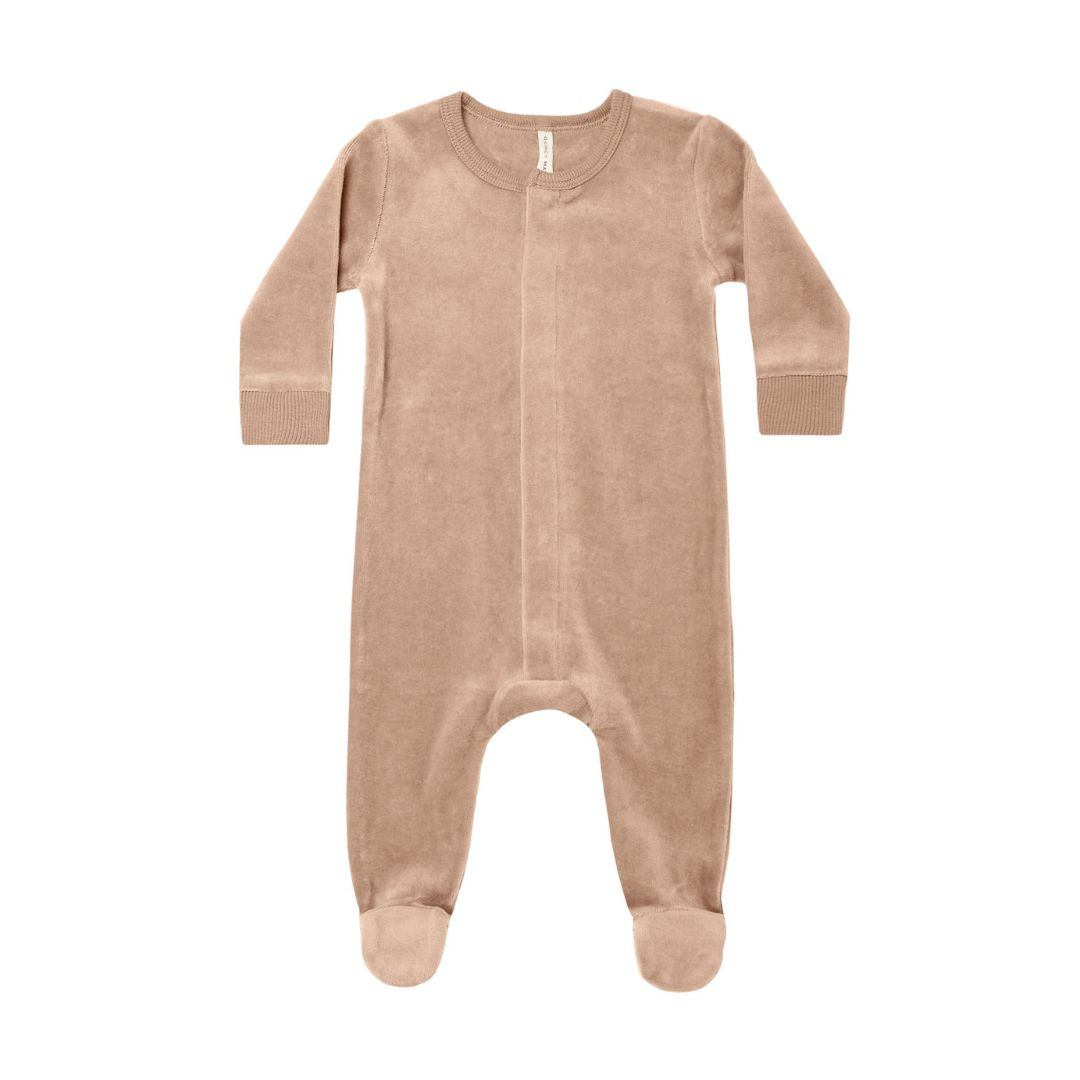 Velour Hidden Snap Footie - Blush
