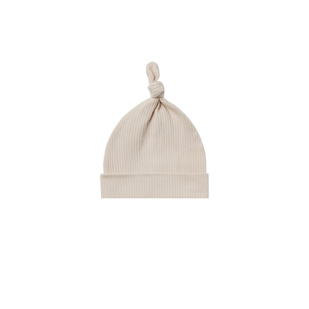 Ribbed Knotted Baby Hat - Natural