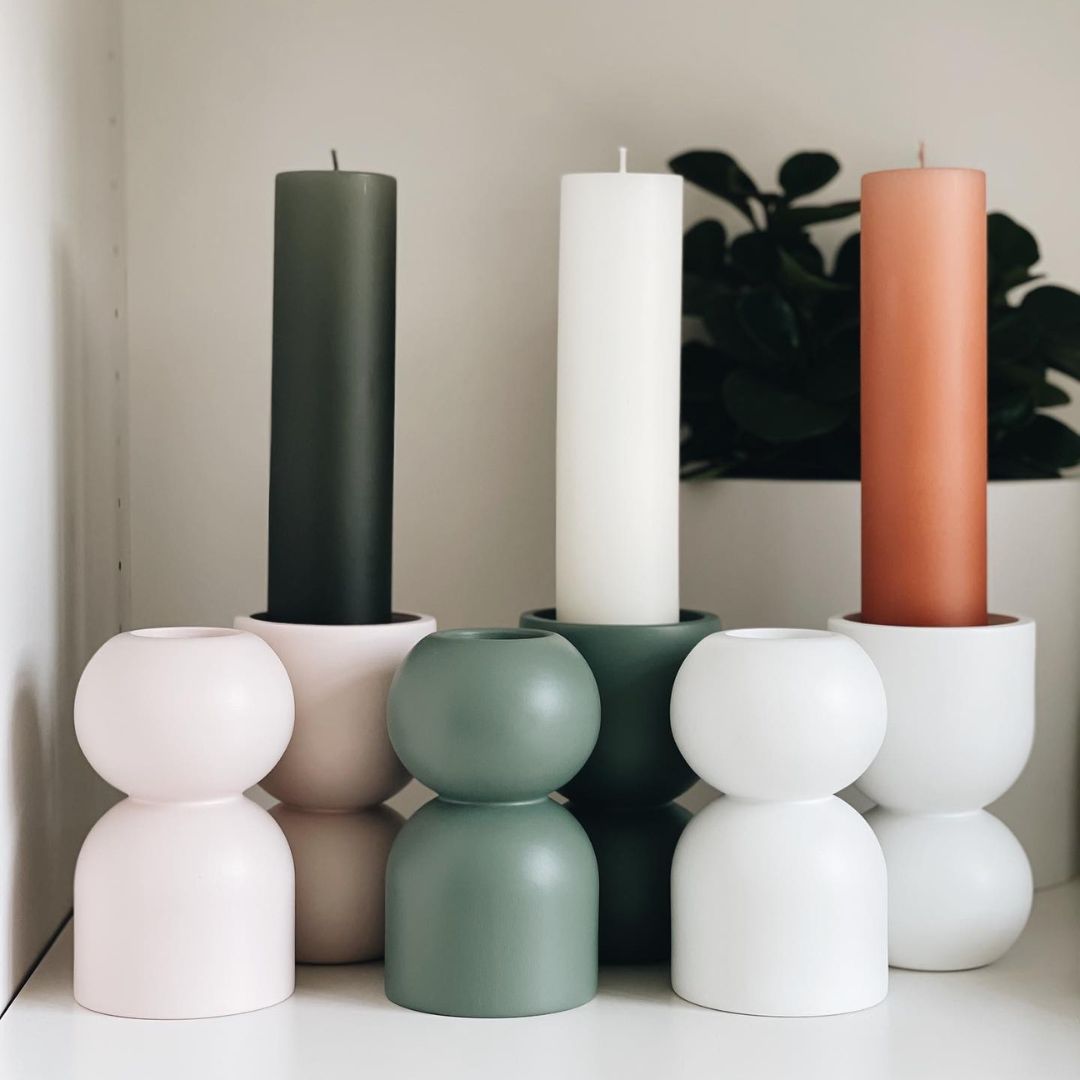 3 in 1 Low Candleholder - White
