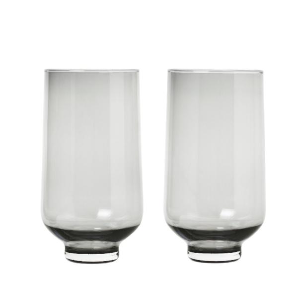 Flow Drinking Glasses - Set of 2 Smoked Grey