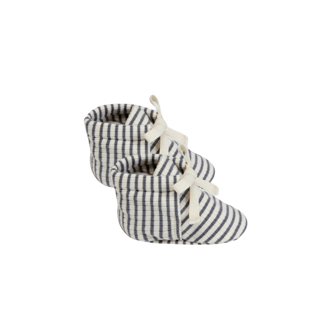 Ribbed Baby Booties - Indigo Stripe