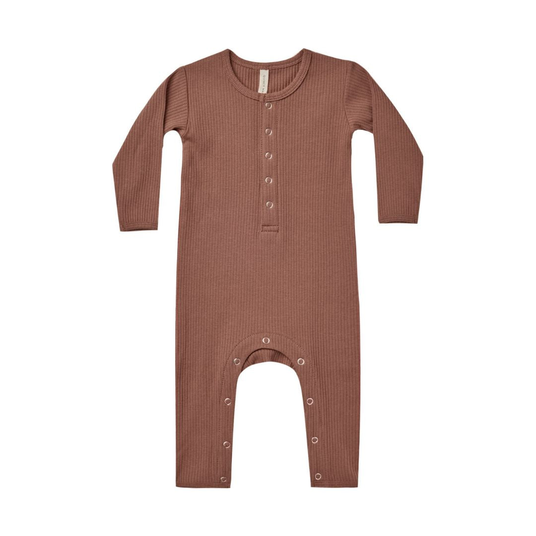Ribbed Baby Jumpsuit - Pecan