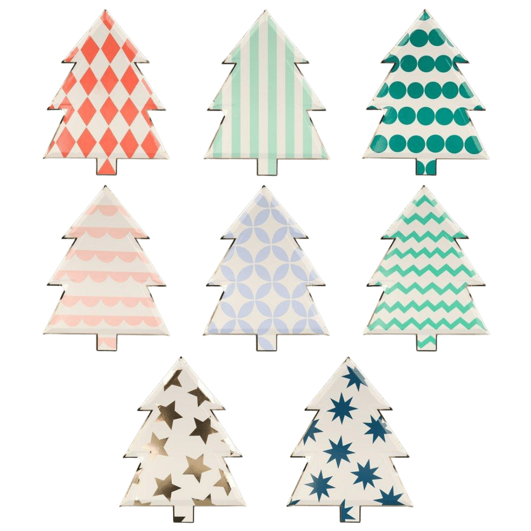 Patterned Christmas Tree Plates