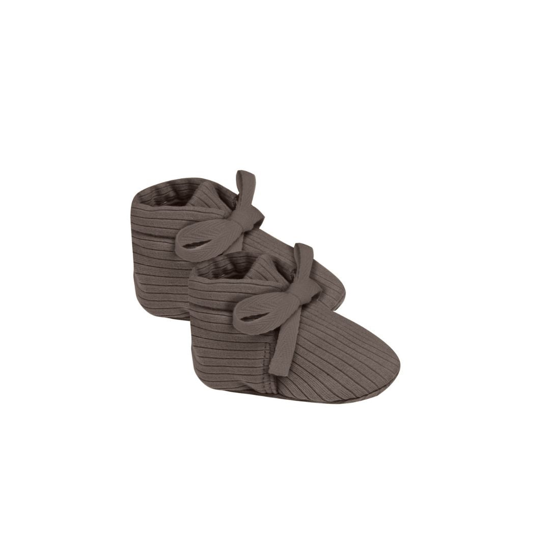 Ribbed Baby Booties - Charcoal