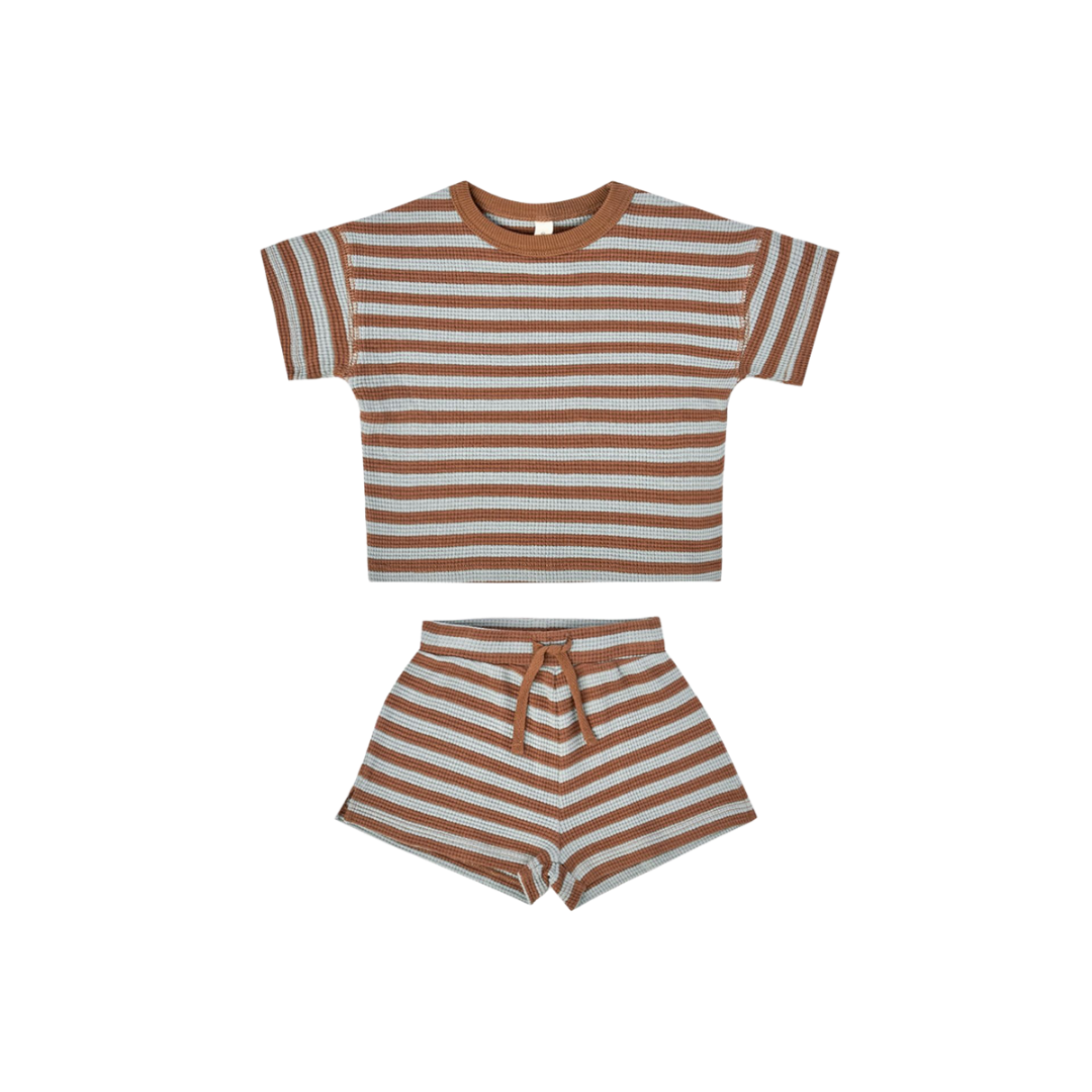 Waffle Short Set - Stripe