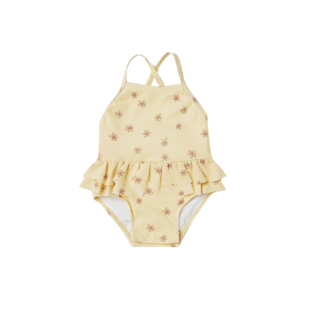 Ruffle One Piece Swimsuit - Yellow