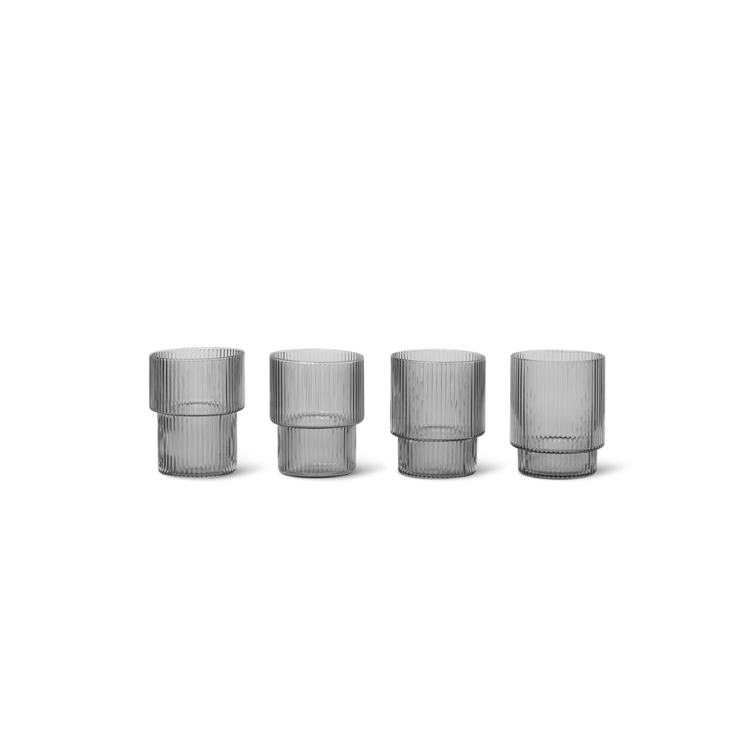 Ripple Glasses (Set of 4) - Smoked Grey