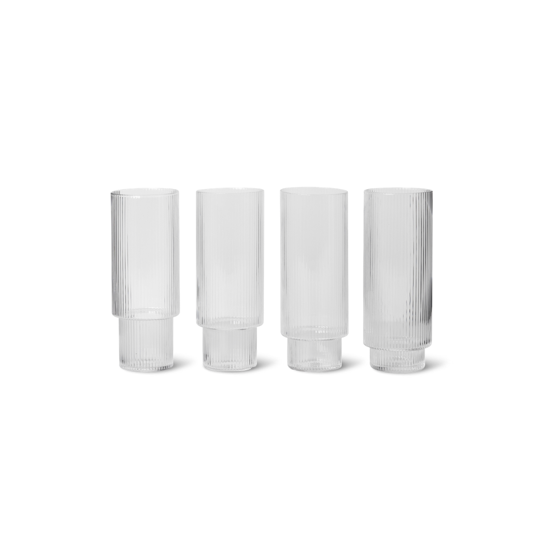 Ripple Long Drink Glasses (Set of 4) - Clear