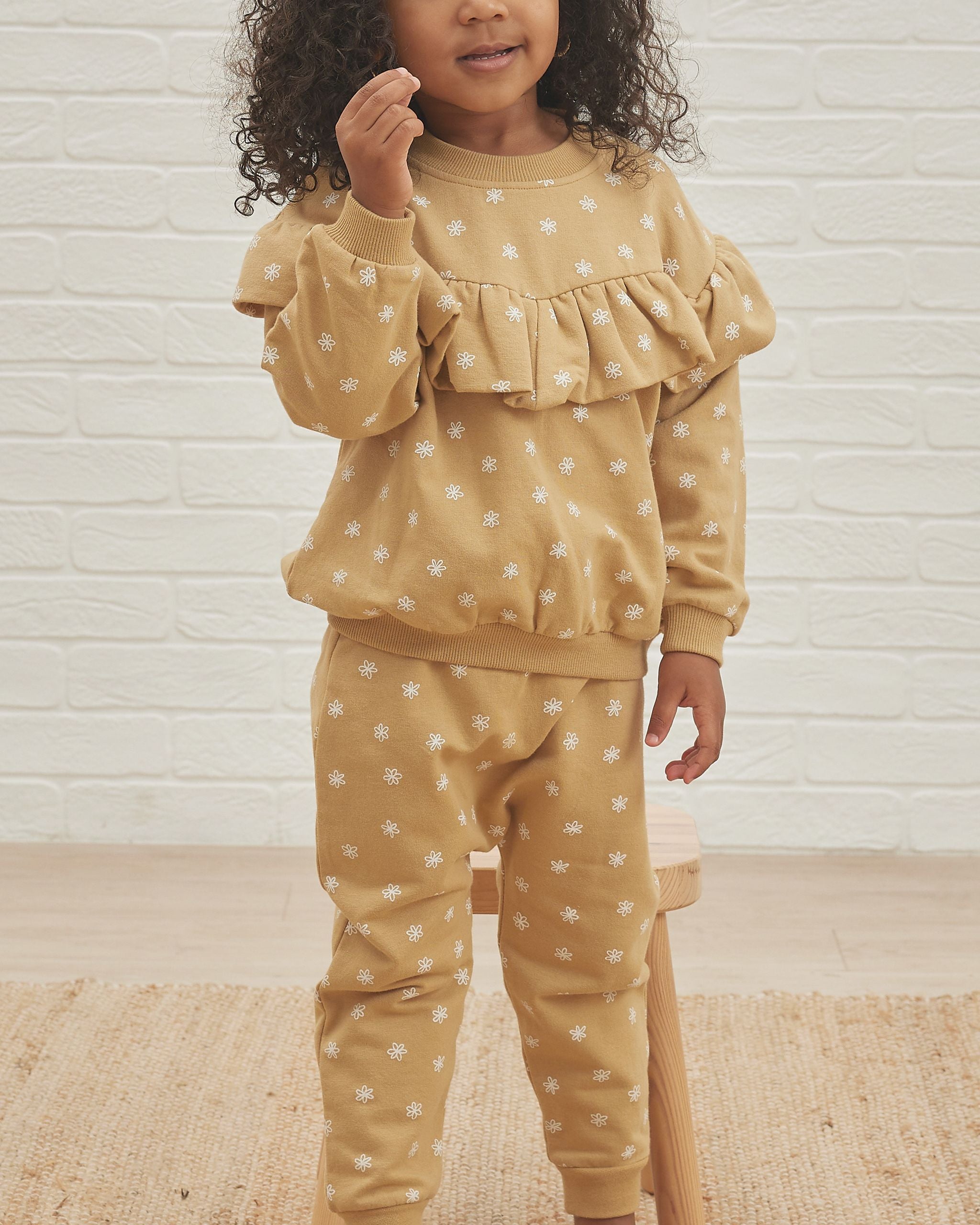 Ruffle Fleece Sweatshirt - Honey