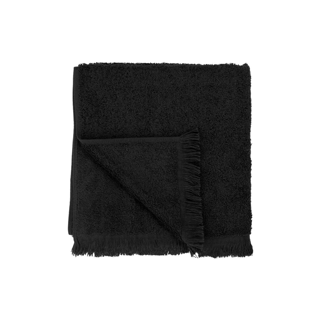 Frino Fringed Organic Cotton Terry Bath Towel - Black