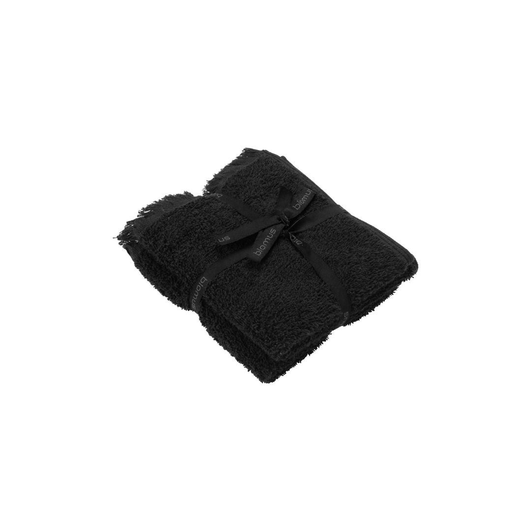 Frino Fringed Organic Cotton Terry Wash Cloths - Black