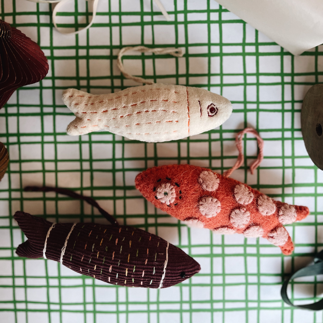 Handmade Wool Felt Fish Ornament - Assorted 6"