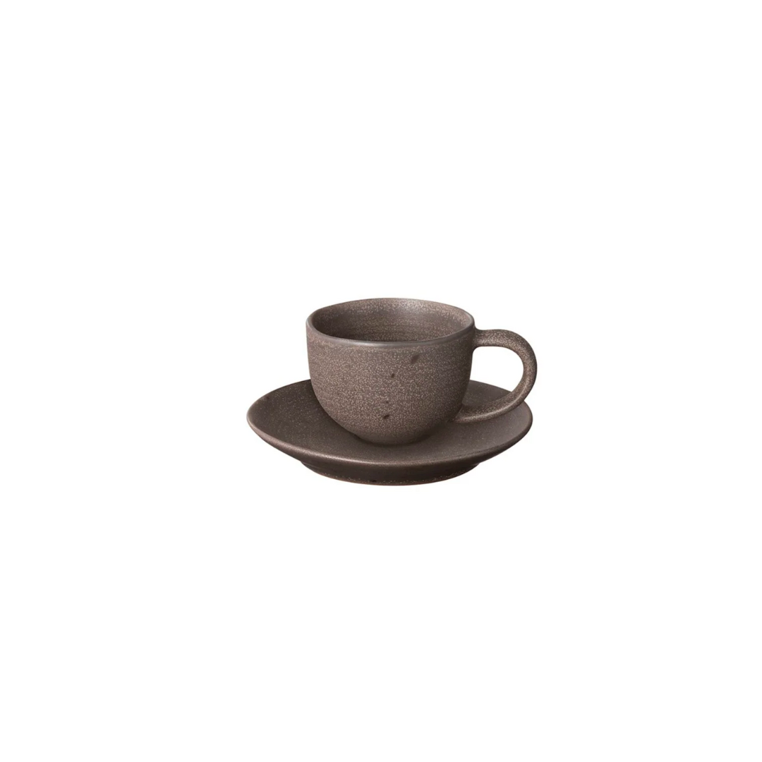 KUMI Stoneware Espresso Cups With Saucers S/2 - Espresso
