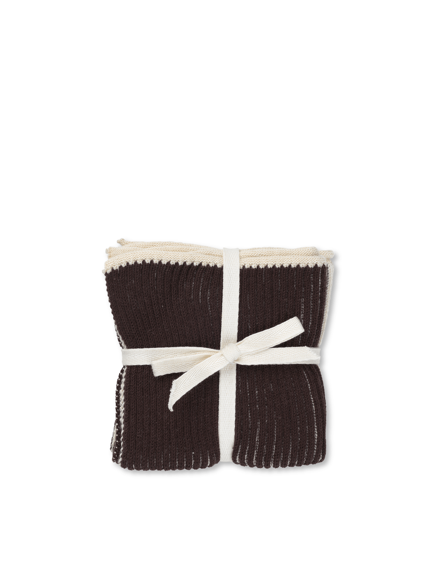 Twofold Knit Cloth (Set of 2) - Chocolate/Off-White