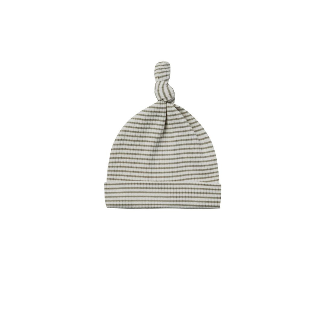 Ribbed Knotted Baby Hat - Fern Stripe