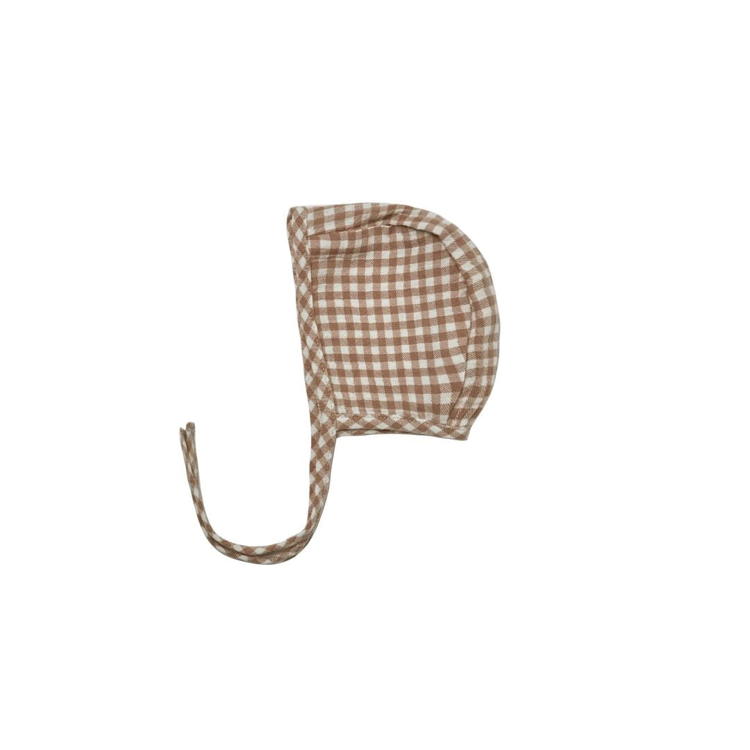 Woven Baby Bonnet - Cocoa Gingham
