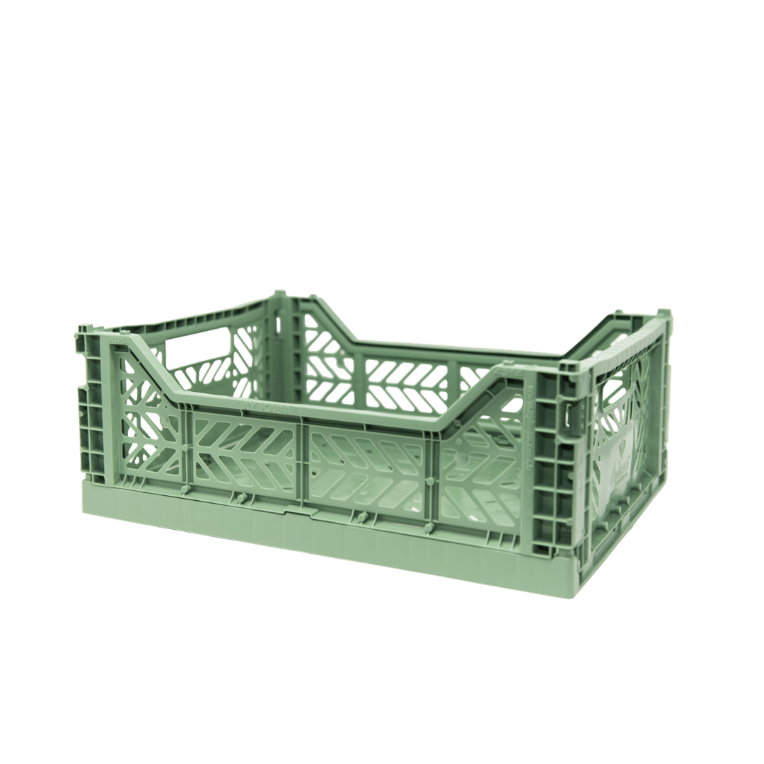 Midi Folding Crate - Almond Green