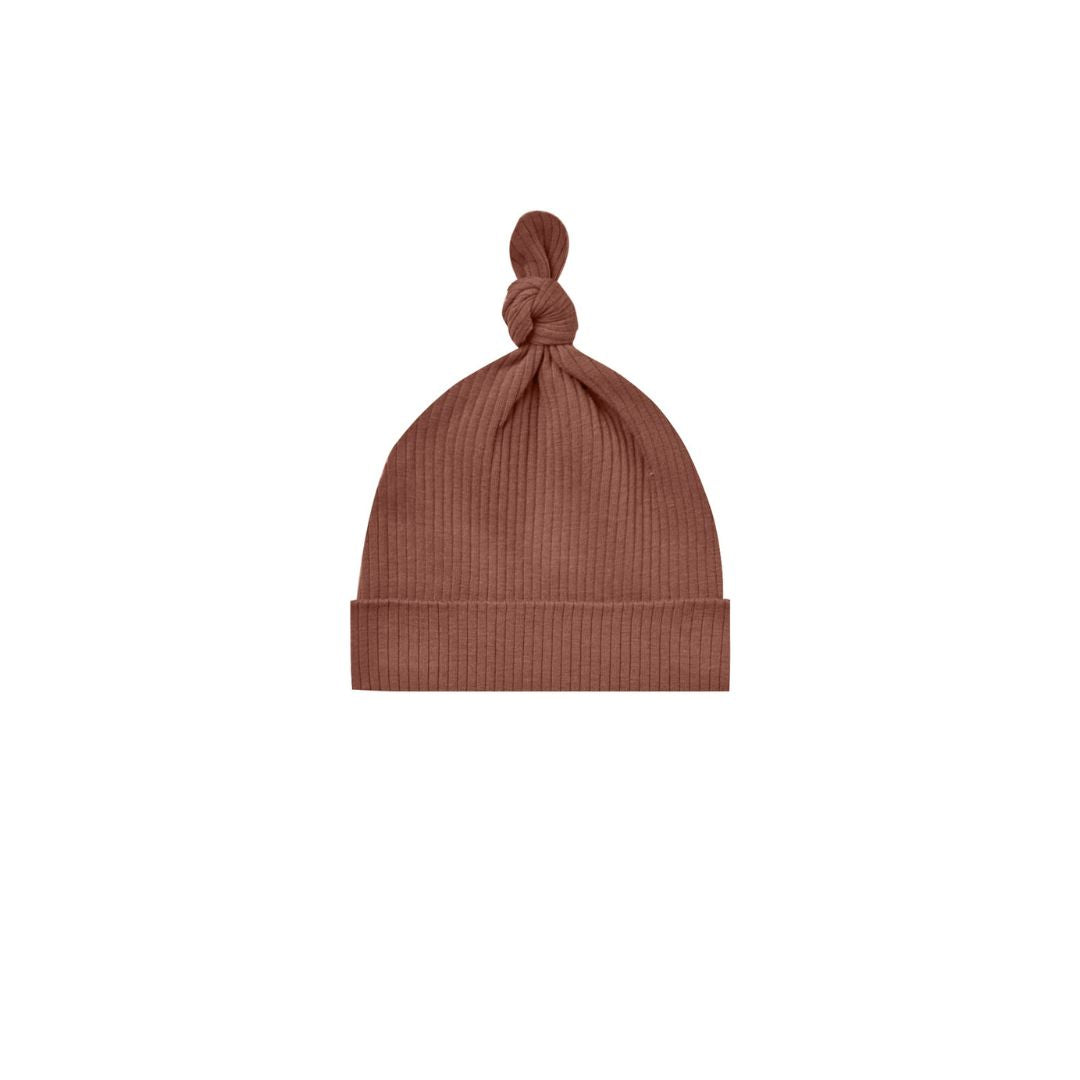Ribbed Knotted Baby Hat - Pecan