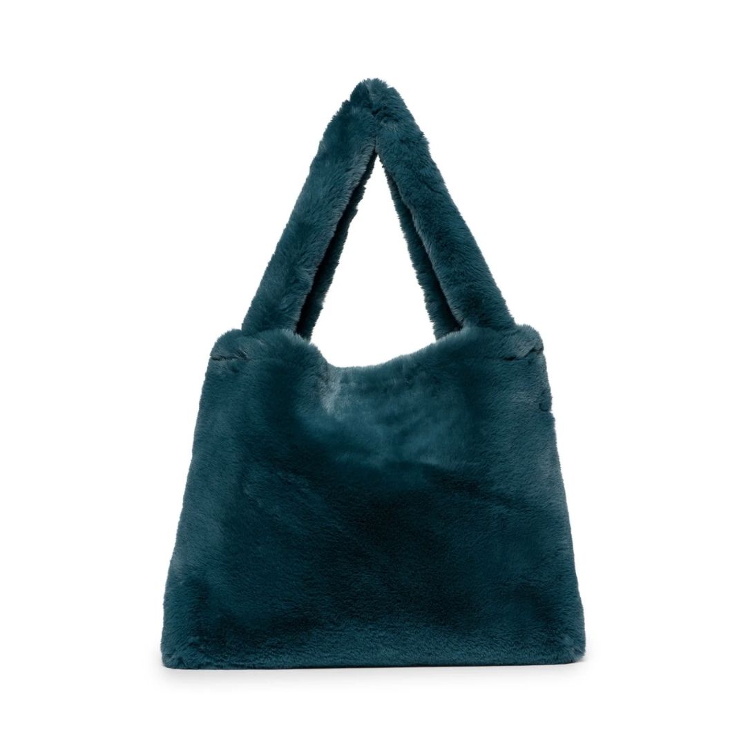 Faux Fur mom bag - Petrol blue