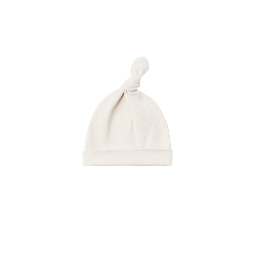 Ribbed Knotted Baby Hat - Ivory