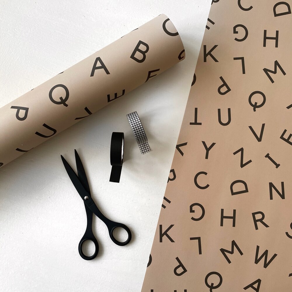 Type Letter Gift Wrapping Sheet - Latte