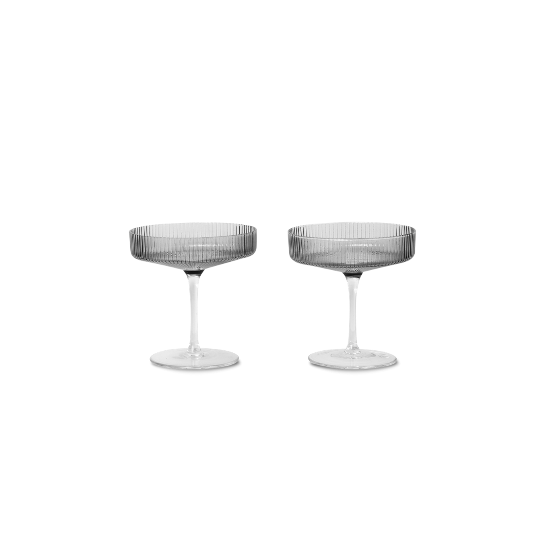 Ripple Champagne Saucers (Set of 2) - Smoked Grey