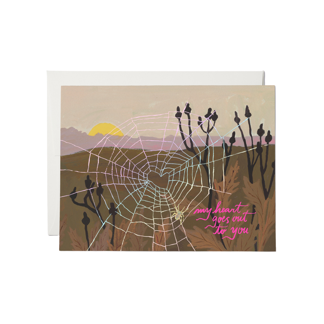 Red Cap Greeting Cards Spider Web Heart
