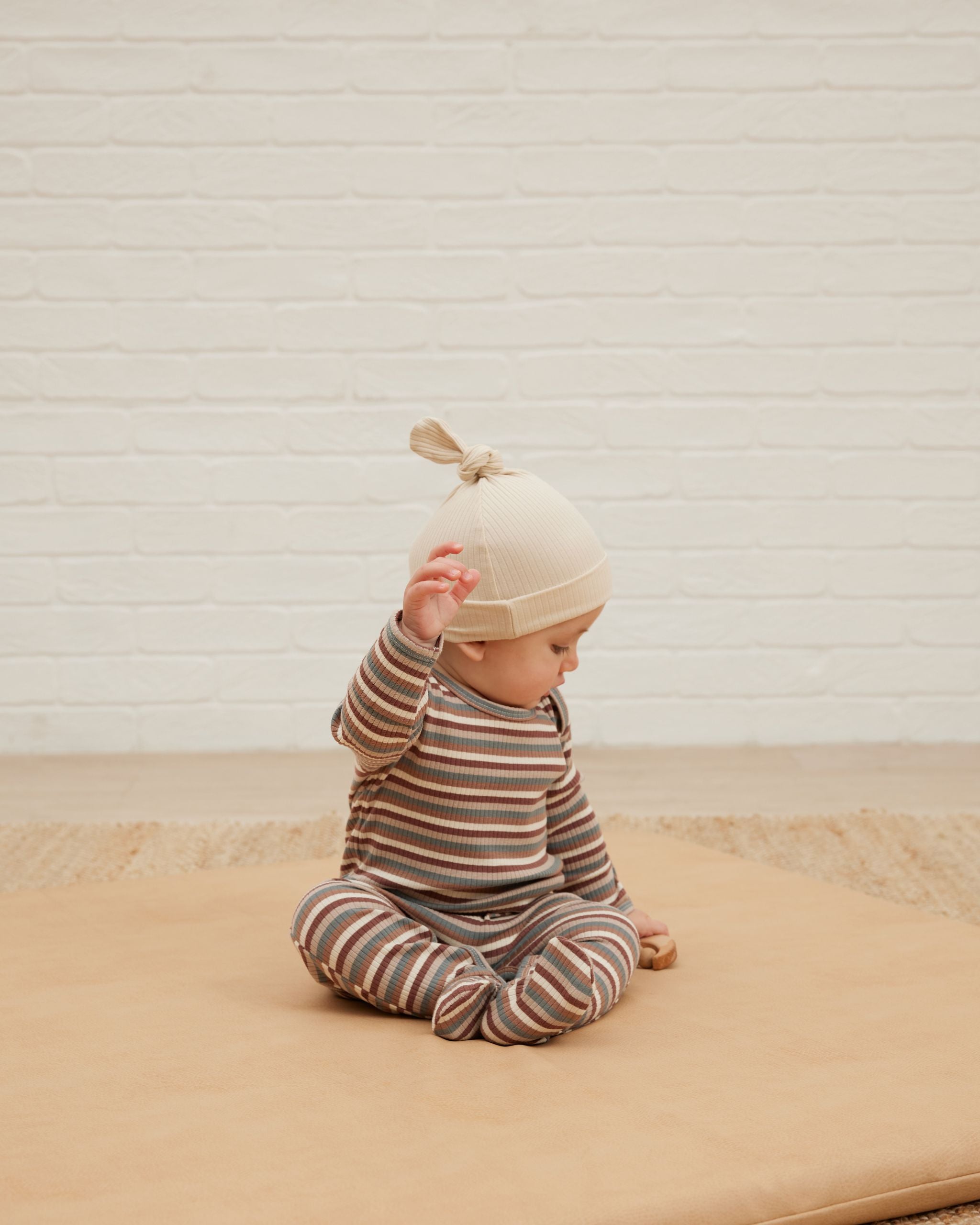 Ribbed Baby Jumpsuit - Autumn Stripe
